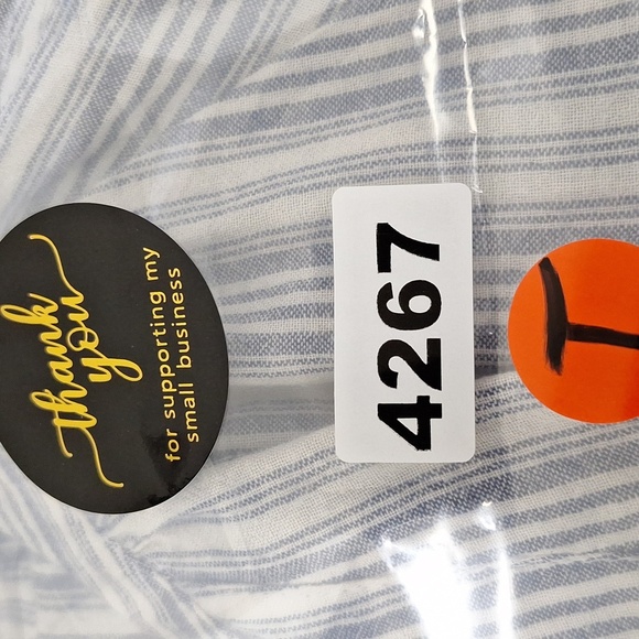 Mustard Seed White Blue Striped Coastal Preppy Cotton Blend Button Front Top S - Picture 13 of 13